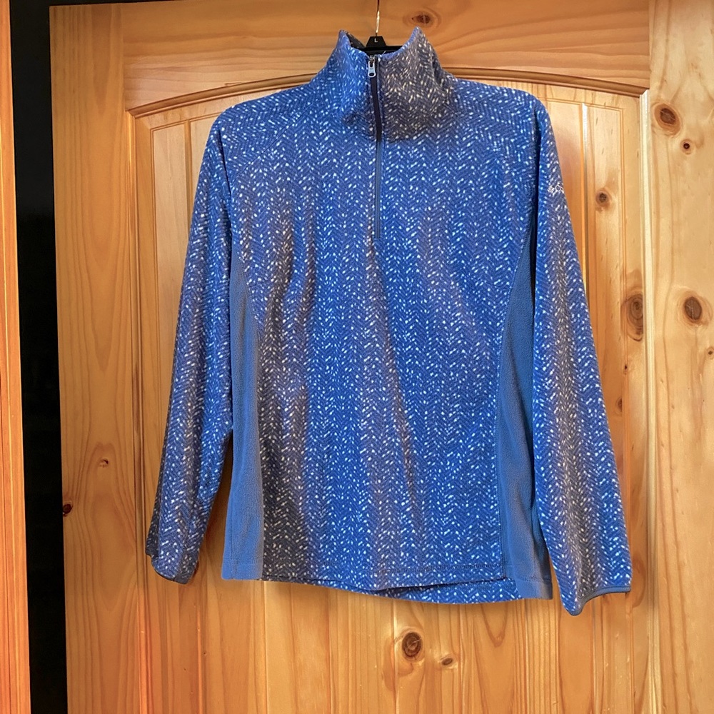 Columbia 1/4 Zip Multicolor Blue Pullover Lt. Weight Fleece New Condition Size L